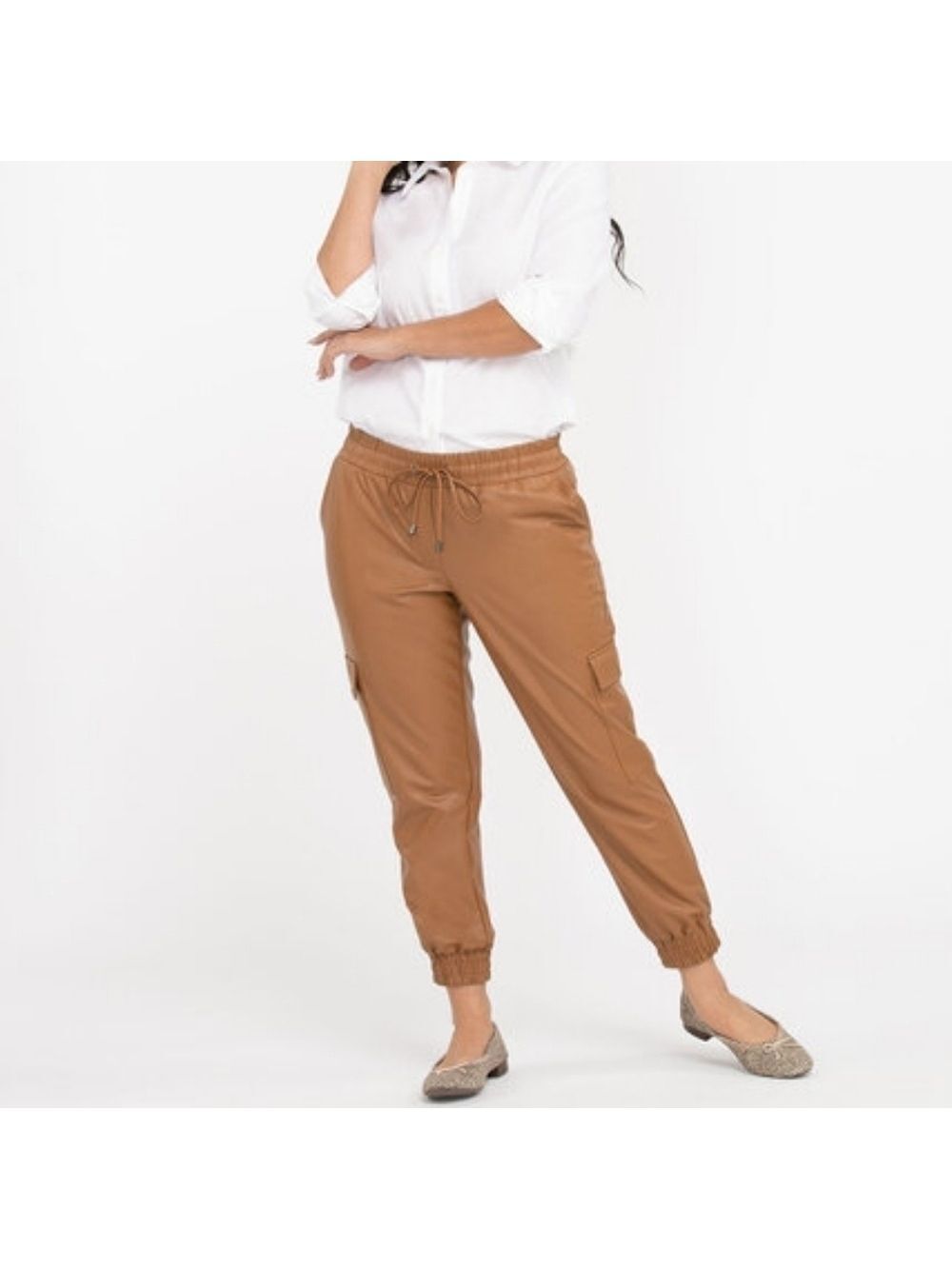 10P • Cleo • Vegan Leather Cargo Joggers